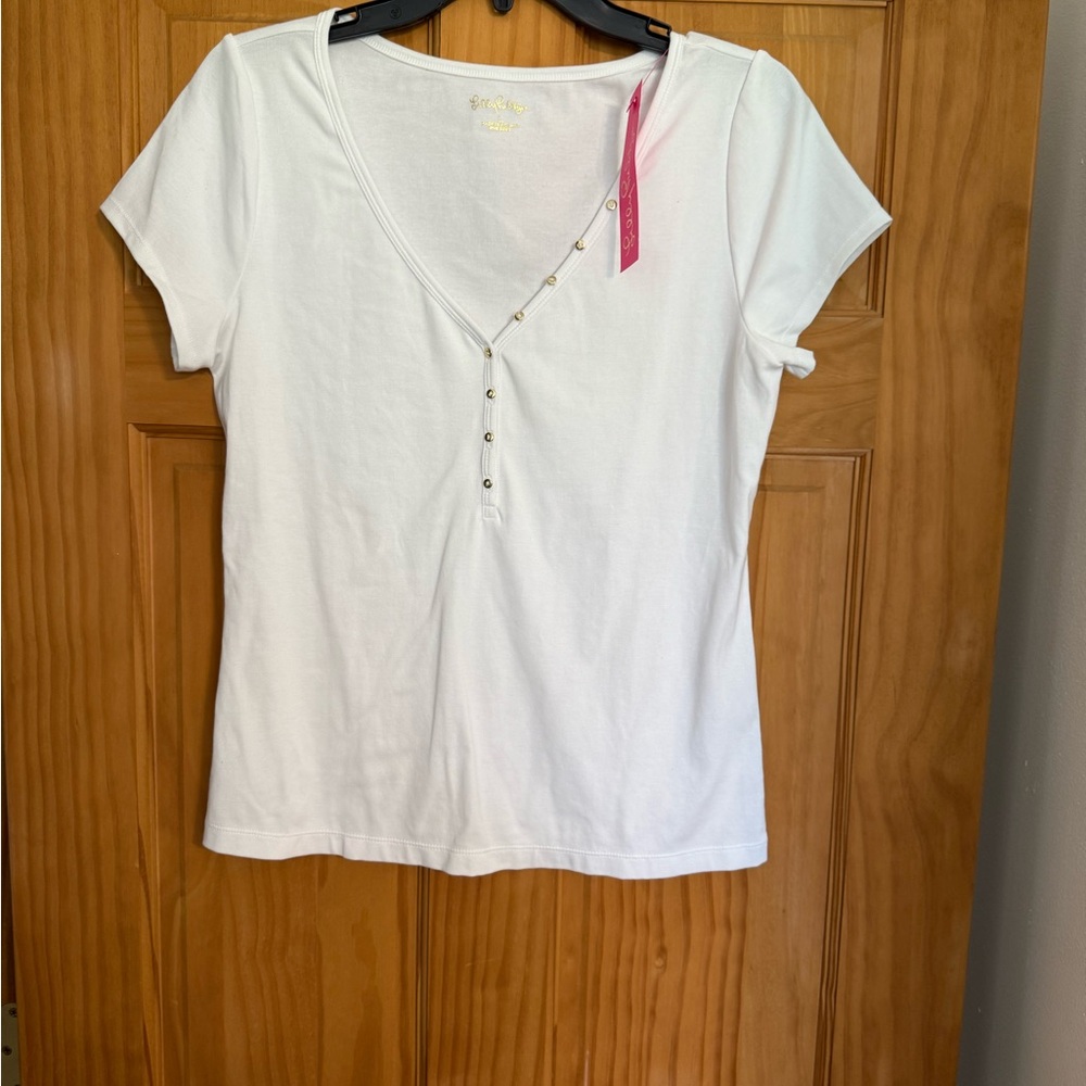 NWT Lilly Pulitzer Dubner White Button-Detail Top